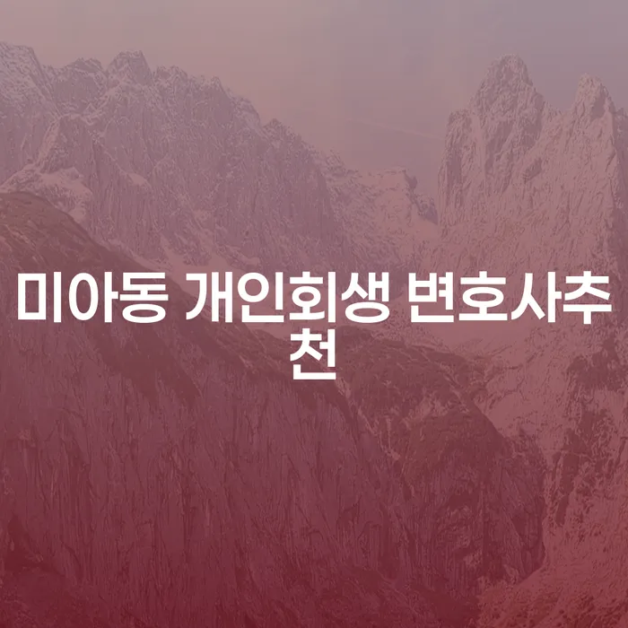 미아동 개인회생 변호사추천